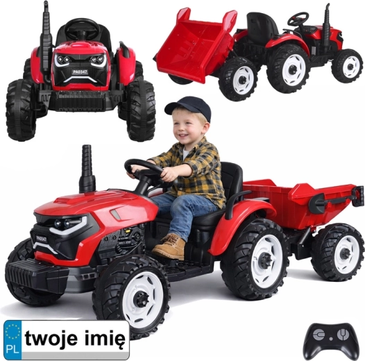 Detský elektromobil traktor s prívesom a výklopným kiprom 24V