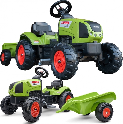 Falk traktor Claas zelený na pedále s prívesom a klaksonom pre deti od 2 rokov