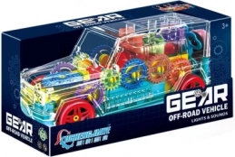 transparentné off-road auto s prevodmi a svetelnými efektmi