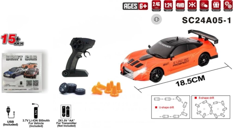 RC drift auto na diaľkové ovládanie 4x4