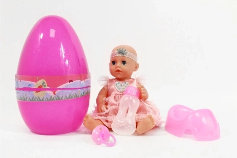 Bábika 25 cm so sadou s nočníkom v balení v tvare vajíčka