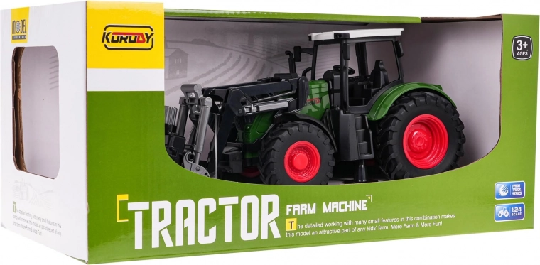 Zelený traktor s uchopovačom