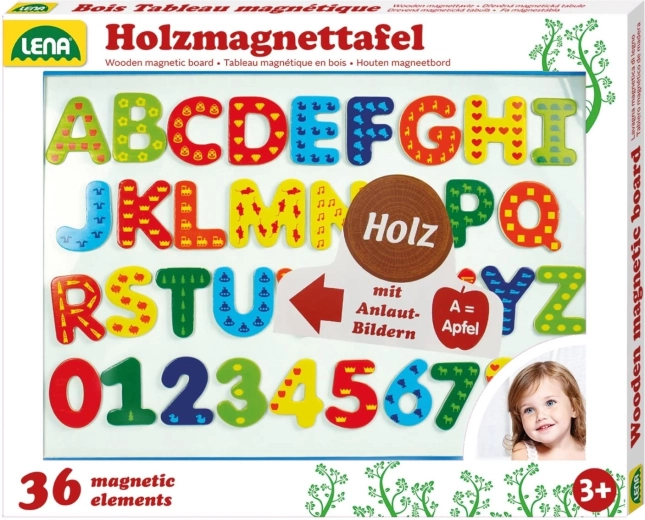 Lena drevená magnetická tabuľa s písmenami a číslami - 1 kus