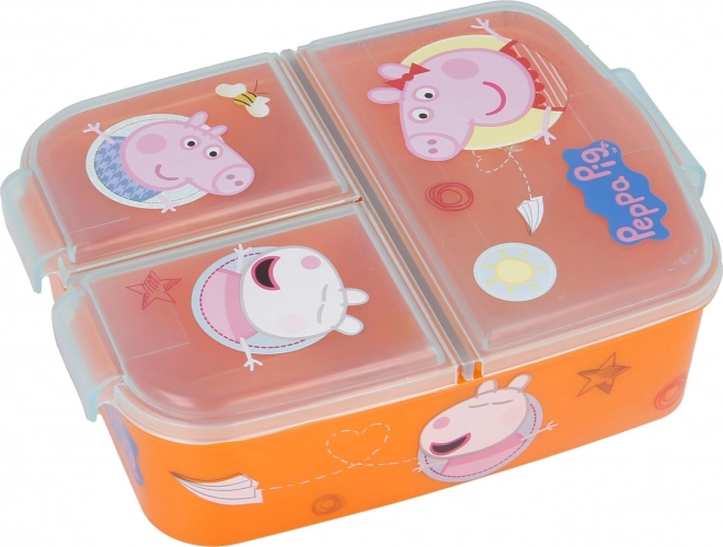 Detský obedový box s 3 priehradkami - Prasiatko Peppa oranžový