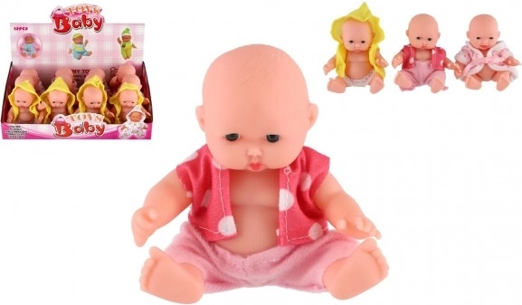 Bábika bábätko 12 cm – pevné plastové telíčko, 3 druhy, box 12 ks