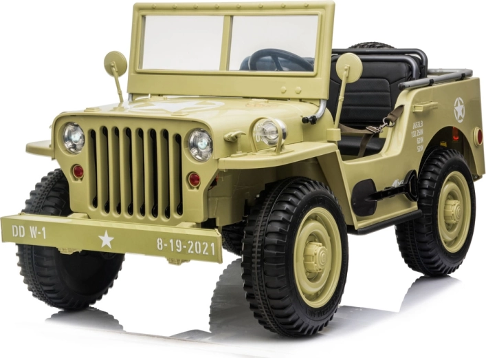 Elektrické vojenské auto Jeep Willys pre 3 deti s diaľkovým ovládaním 12V – Svetlo zelená