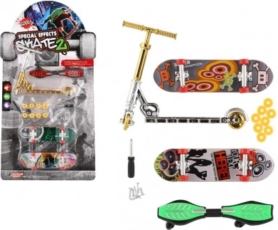 Sada prstových skateboardov a kolobežky so skrutkovacími doplnkami