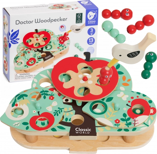 classic world magnetická zručnostná hra chyť červíka, 16 dielov