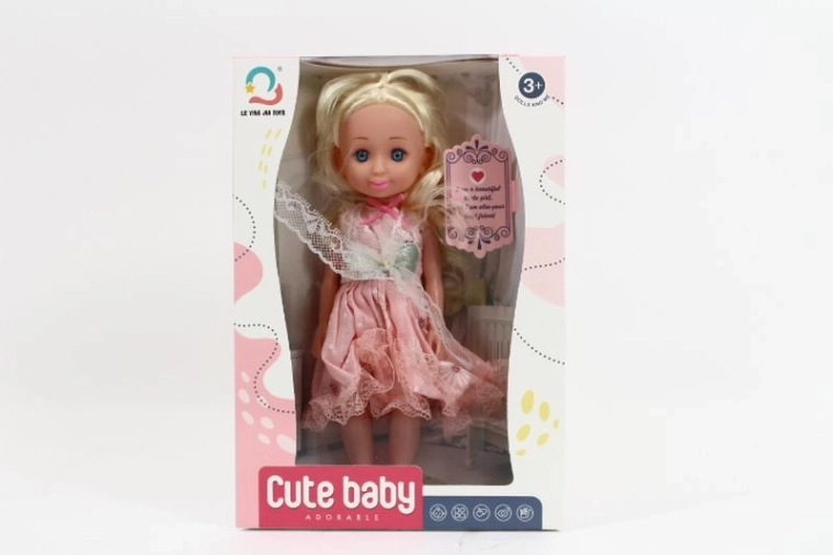 Bábika 27 cm v ružových šatách