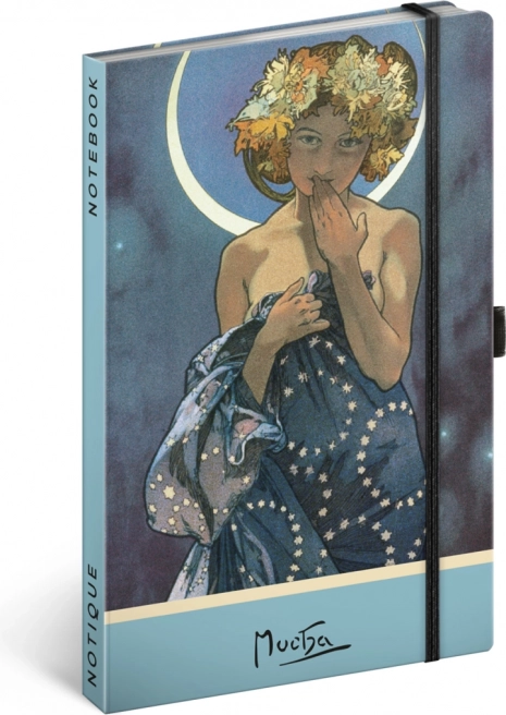 Zápisník Alfons Mucha – Luna, bodkovaný 13 × 21 cm