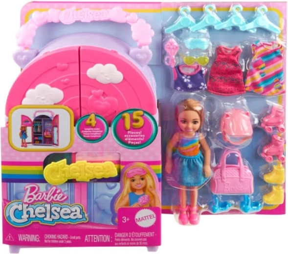 Barbie Chelsea šatník – bábika a 15 doplnkov