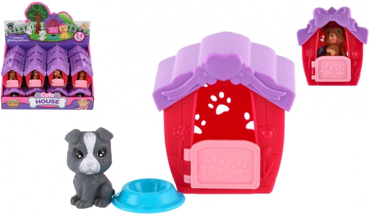 Plastový domček pre šteniatko s miskou, 6 × 7 cm