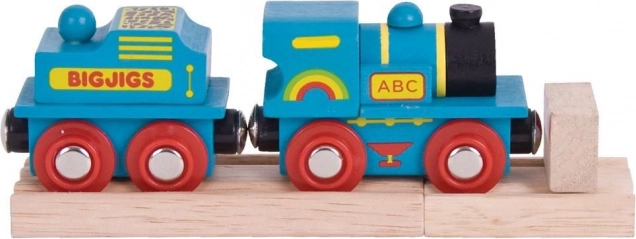 Modrá lokomotíva s tendrom a 2 koľajnicami od Bigjigs Rail