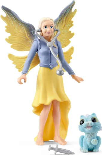 Schleich Bayala kúzelná starostlivosť o zvieratá – elfka Sera a okrídlené mačiatko, POCKET SET