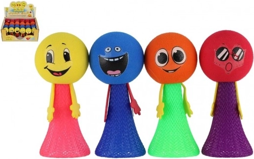 Skákacia penová loptička s postavičkou 10 cm, mix farieb