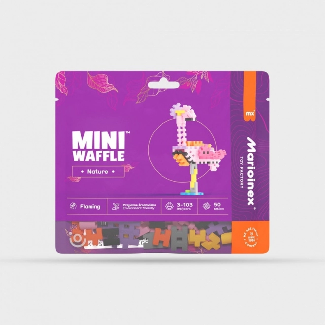 Stavebnica Mini Waffle Nature – plameniak, 50 dielikov