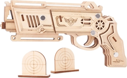 Drevené 3D puzzle Zbraň na gumičky Falcon