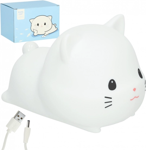 Silikónová nočná lampička USB biela mačička