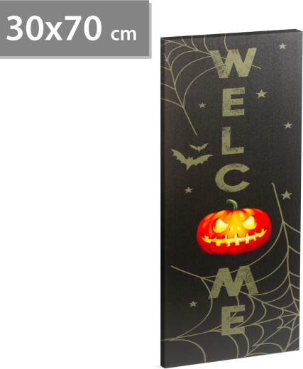 LED halloweensky obraz na stenu s nápisom Welcome