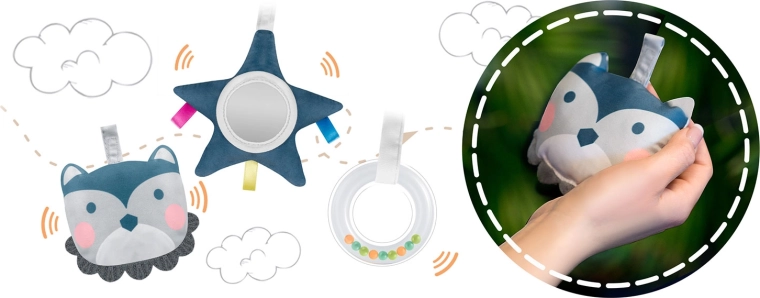 Hrazdička s hračkami pre zmyslový rozvoj