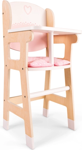 Drevená jedálenská stolička pre bábiky s vankúšikom
