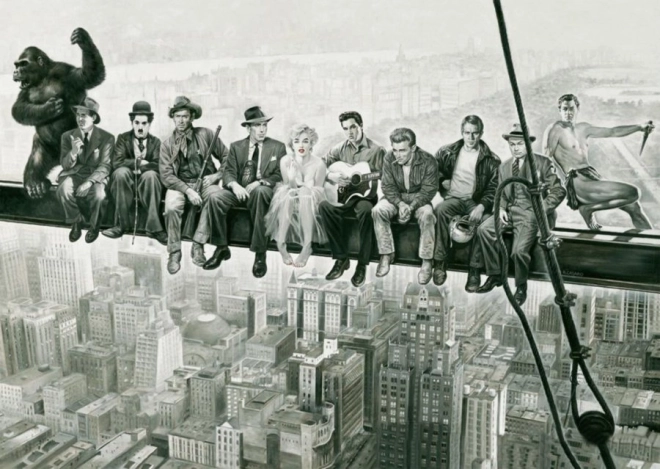 SCHMIDT Puzzle Obedová prestávka, paródia slávnej fotografie, 1000 dielikov