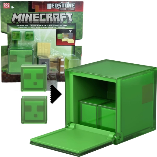 Mattel Minecraft sada figúrok redstone nabitá pasca s lepiacim piestom