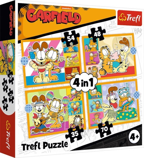Puzzle TREFL Garfield miluje lasagne 4v1
