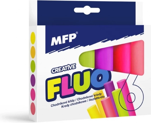 Chodníkové neónové kriedy, okrúhle, 6 ks, mix farieb