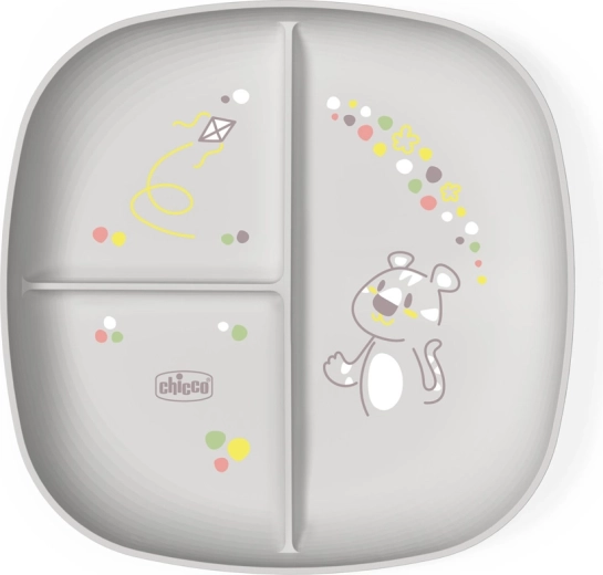 Chicco delený tanier grey 12m+