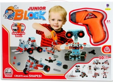 Stavebnica Junior Block s vŕtačkou – 10v1 konštrukčná sada pre deti 6+
