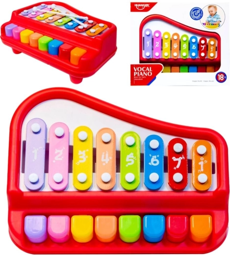 Huanger vokálne piano – detské varhánky a xylofón červené - 1 kus