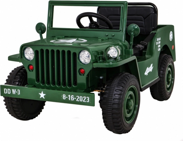 Detské retro vojenské autíčko 4x4 s diaľkovým ovládaním a dvojitým úložným priestorom – zelené