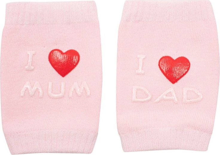 Detské nákolenníky s ABS I love mum & dad – ružové