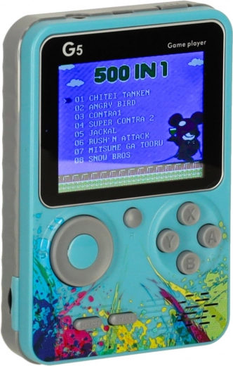 Prenosná retro herná konzola mini – 500 hier, modrá