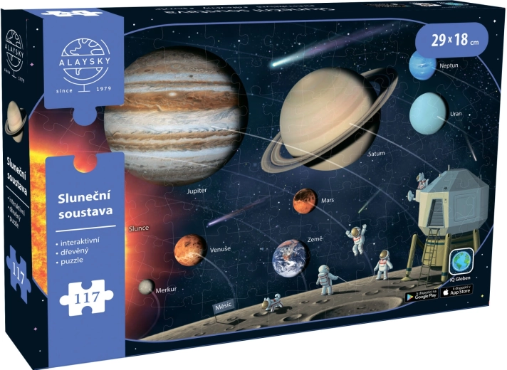Interaktívne drevené puzzle slnečná sústava A4