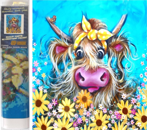 NORIMPEX diamantové maľovanie – krava s mašľou 30 × 40 cm