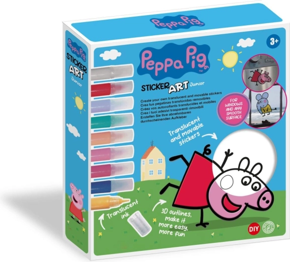 Kreatívna sada okenných samolepiek a omaľovánok Peppa Pig s priesvitnými farbami 25 × 26,5 × 5 cm