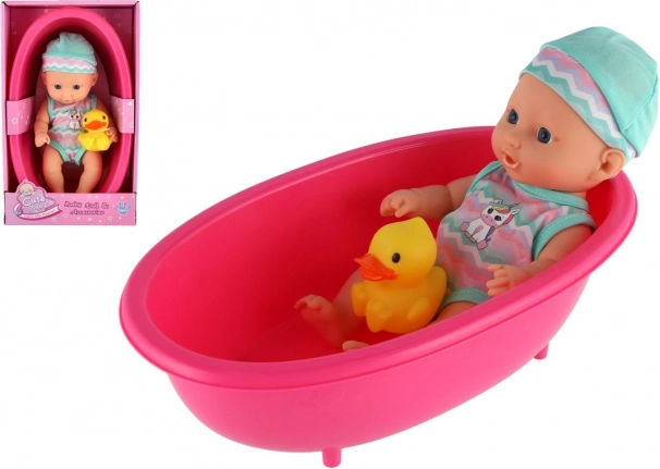 Bábika bábätko do vaničky s kačičkou 22 cm
