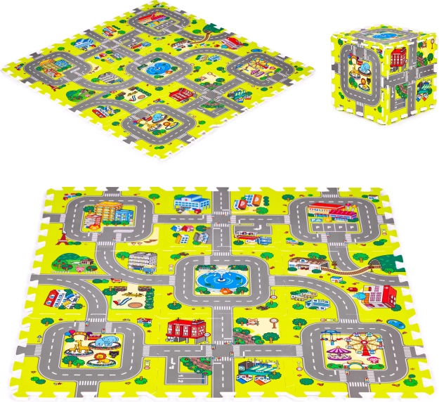 Penová hracia podložka mesto – 9 dielov 90,5 × 90,5 cm IPLAY