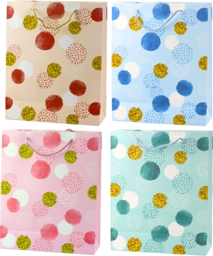 Pastelová darčeková taška so zlatými bodkami