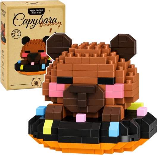Mini konštrukčná stavebnica kapybara na donute hnedá (306 dielikov)