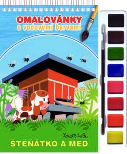 Akim omaľovánky s vodovými farbami a štetcom Šteniatko a med