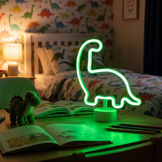 Neónová LED lampa zelený dinosaurus