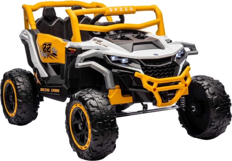 Detské elektrické autíčko 4x4 – bielo‑žltý terénny buggy