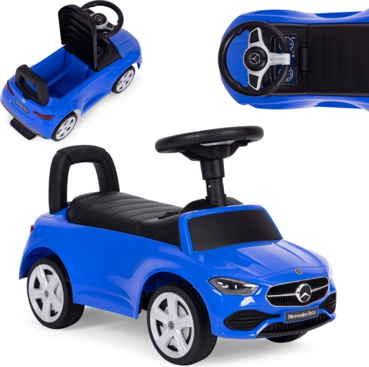 Jazdiace auto Mercedes C CLASS interaktívny volant znie modro