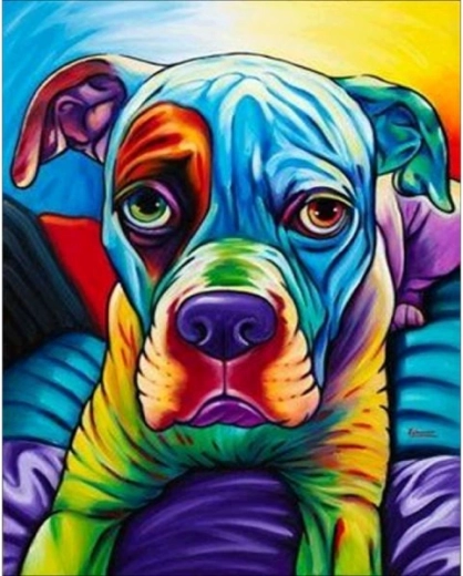 Diamantové maľovanie – farebný pes 30 × 40 cm - 1 kus