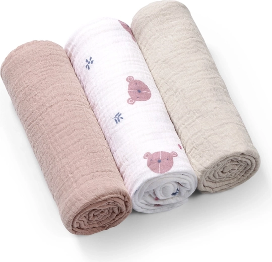 Babyono mušelínové plienky Super Soft 3 ks sivé 70 × 70 cm