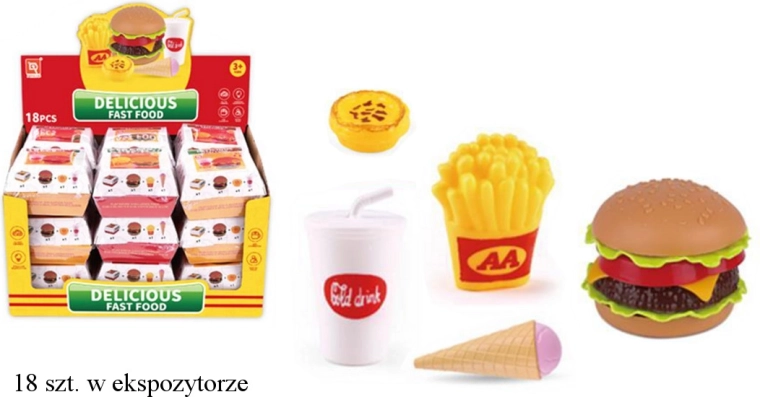 Detská sada fast food – hamburger, hranolky, nápoj a zmrzlina