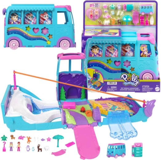 Polly Pocket cestovné dobrodružné vozidlo s 2 bábikami a doplnkami